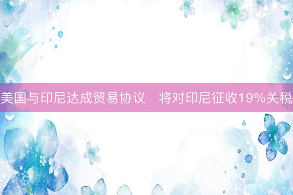 美国与印尼达成贸易协议 将对印尼征收19%关税