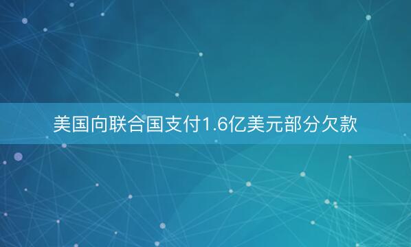 美国向联合国支付1.6亿美元部分欠款