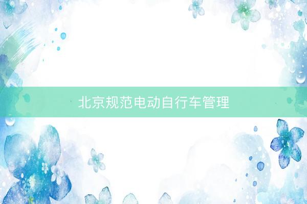 北京规范电动自行车管理