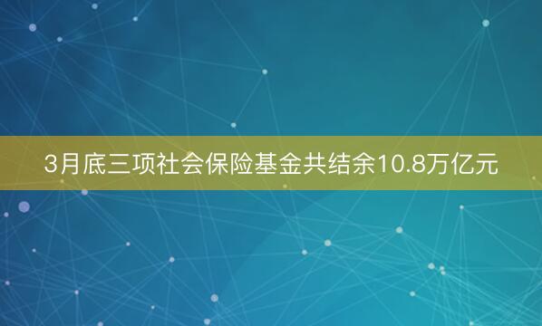 3月底三项社会保险基金共结余10.8万亿元