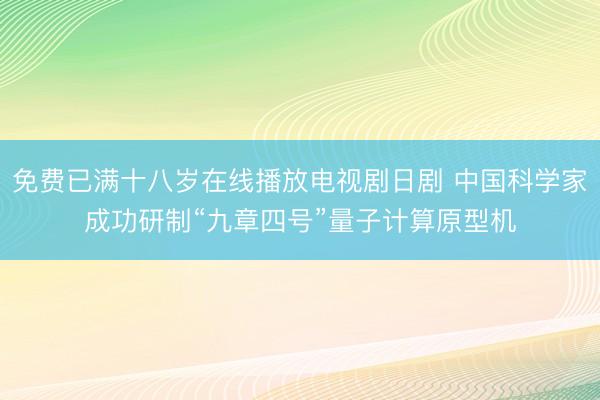 免费已满十八岁在线播放电视剧日剧 中国科学家成功研制“九章四号”量子计算原型机