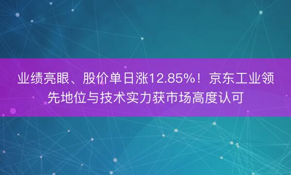 业绩亮眼、股价单日涨12.85%！京东工业领先地位与技术实力获市场高度认可