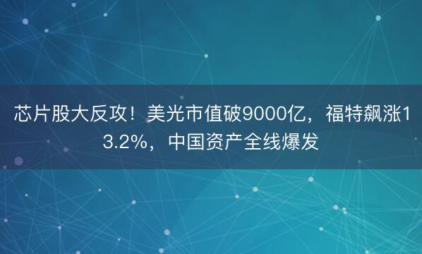 芯片股大反攻！美光市值破9000亿，福特飙涨13.2%，中国资产全线爆发