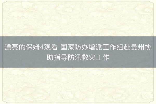 漂亮的保姆4观看 国家防办增派工作组赴贵州协助指导防汛救灾工作