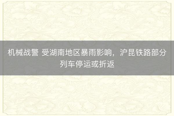 机械战警 受湖南地区暴雨影响，沪昆铁路部分列车停运或折返