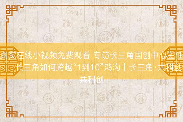 真实在线小视频免费观看 专访长三角国创中心主任：  长三角如何跨越“1到10”鸿沟｜长三角·共科创
