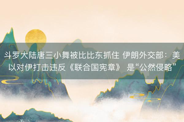 斗罗大陆唐三小舞被比比东抓住 伊朗外交部：美以对伊打击违反《联合国宪章》 是“公然侵略”