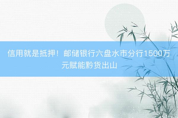 信用就是抵押！邮储银行六盘水市分行1500万元赋能黔货出山