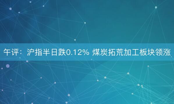 午评：沪指半日跌0.12% 煤炭拓荒加工板块领涨