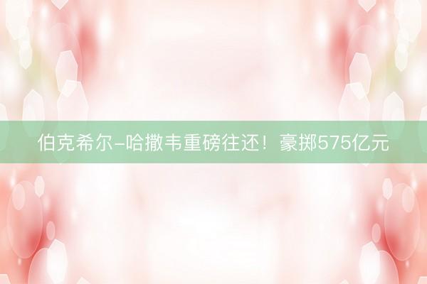 伯克希尔-哈撒韦重磅往还！豪掷575亿元