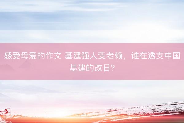 感受母爱的作文 基建强人变老赖，谁在透支中国基建的改日？