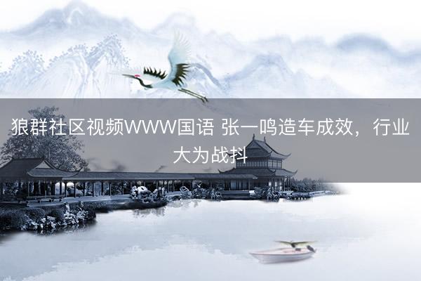 狼群社区视频WWW国语 张一鸣造车成效，行业大为战抖