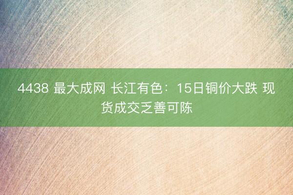 4438 最大成网 长江有色：15日铜价大跌 现货成交乏善可陈
