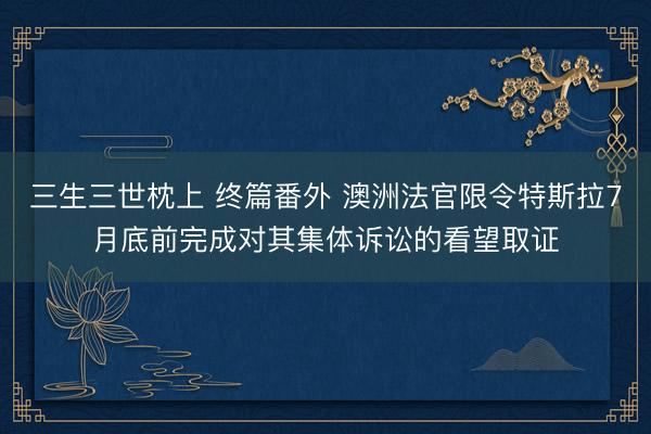 三生三世枕上 终篇番外 澳洲法官限令特斯拉7月底前完成对其集体诉讼的看望取证