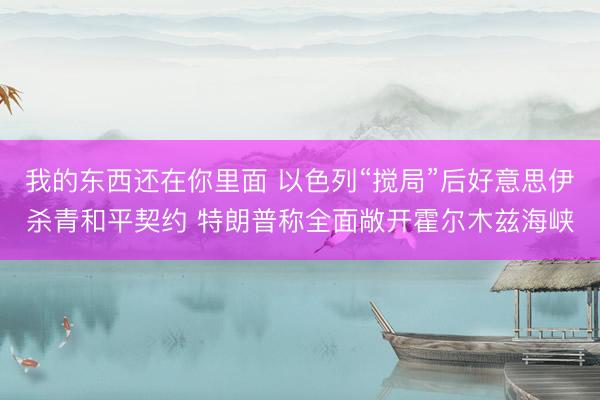 我的东西还在你里面 以色列“搅局”后好意思伊杀青和平契约 特朗普称全面敞开霍尔木兹海峡