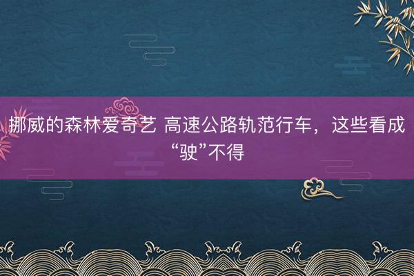 挪威的森林爱奇艺 高速公路轨范行车，这些看成“驶”不得