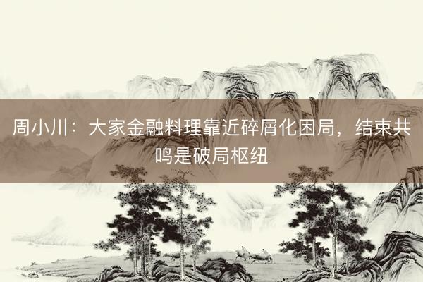 周小川：大家金融料理靠近碎屑化困局，结束共鸣是破局枢纽