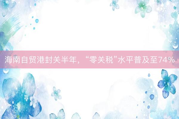 海南自贸港封关半年，“零关税”水平普及至74%