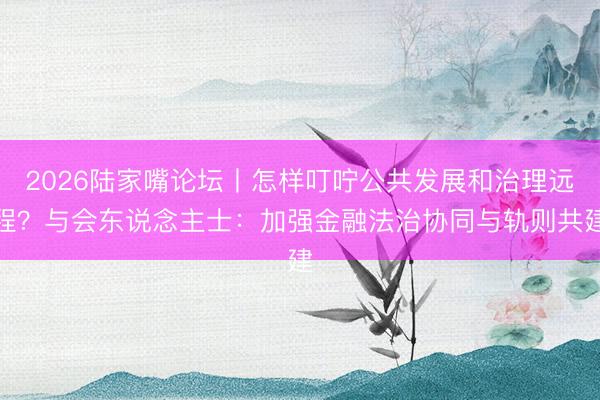 2026陆家嘴论坛丨怎样叮咛公共发展和治理远程？与会东说念主士：加强金融法治协同与轨则共建
